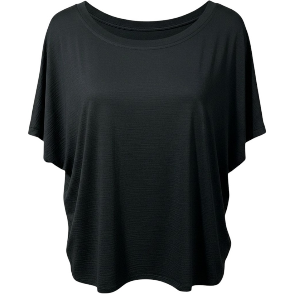 J.Jill Womens Black Slub Knit Dolman Sleeve Scoop Neck Blouse Top Small